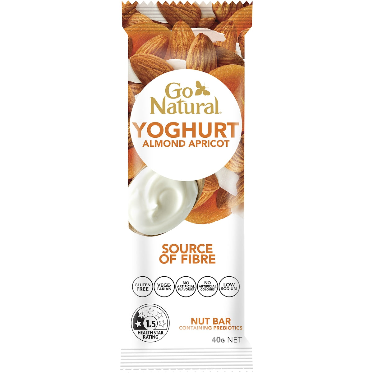 Go Natural Bars Yoghurt Coated Almond & Apricot 40g
