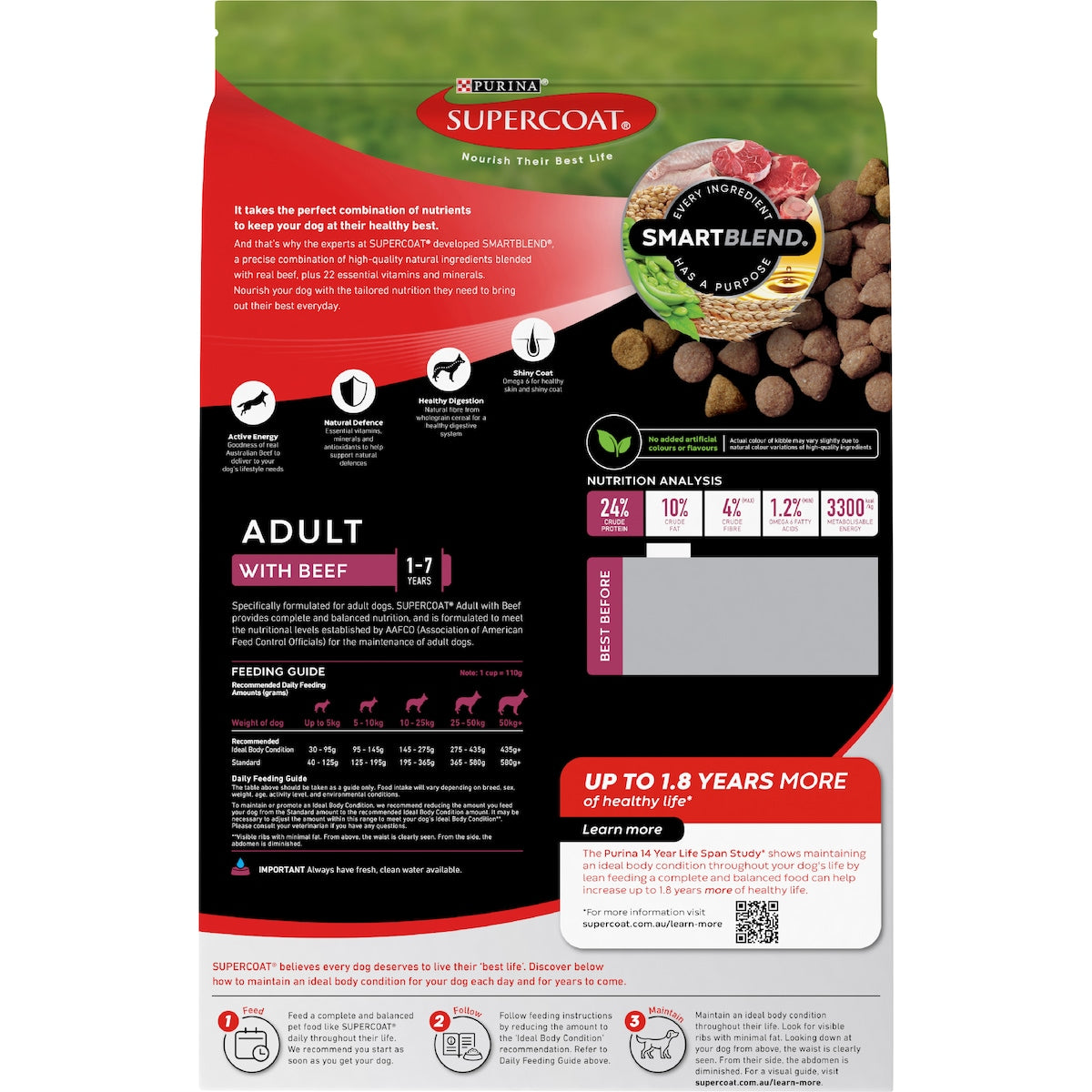 Supercoat Adult Beef Dry Dog Food 2.8kg