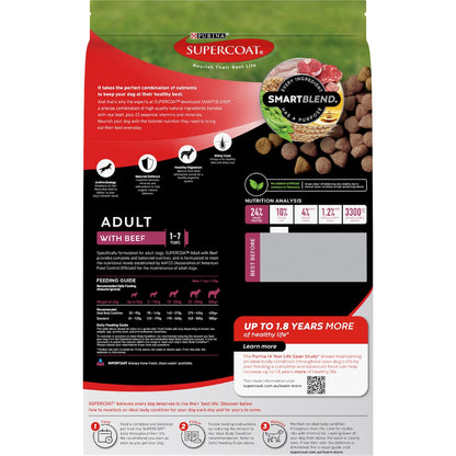 Supercoat Adult Beef Dry Dog Food 2.8kg