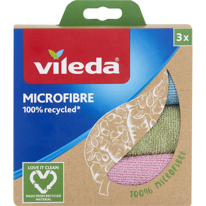 Vileda Recycled 100% Microfibre Cloth 3 pack