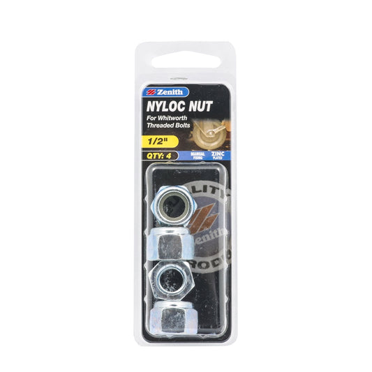 Zenith Nyloc Nuts - 1/2" - 4 Pack