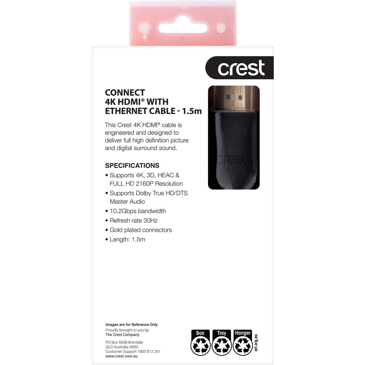 Crest 4K HDMI With Ethernet 1.5m High Speed Cable each