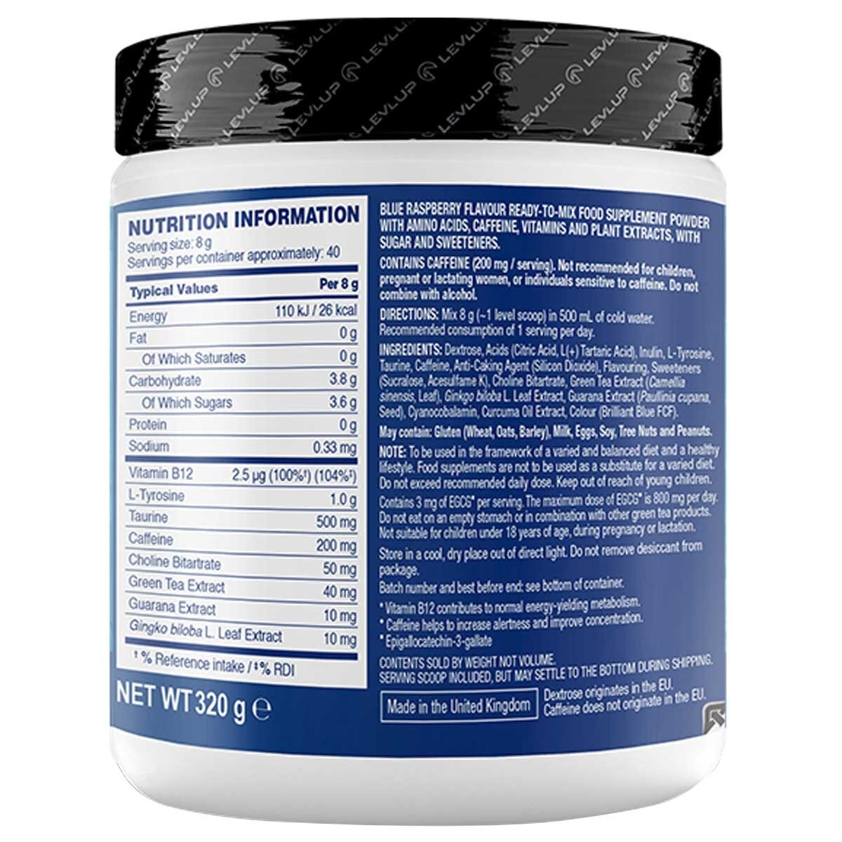 LevLUp Gaming Booster Blue Crush Blue Raspberry 2 x 320g