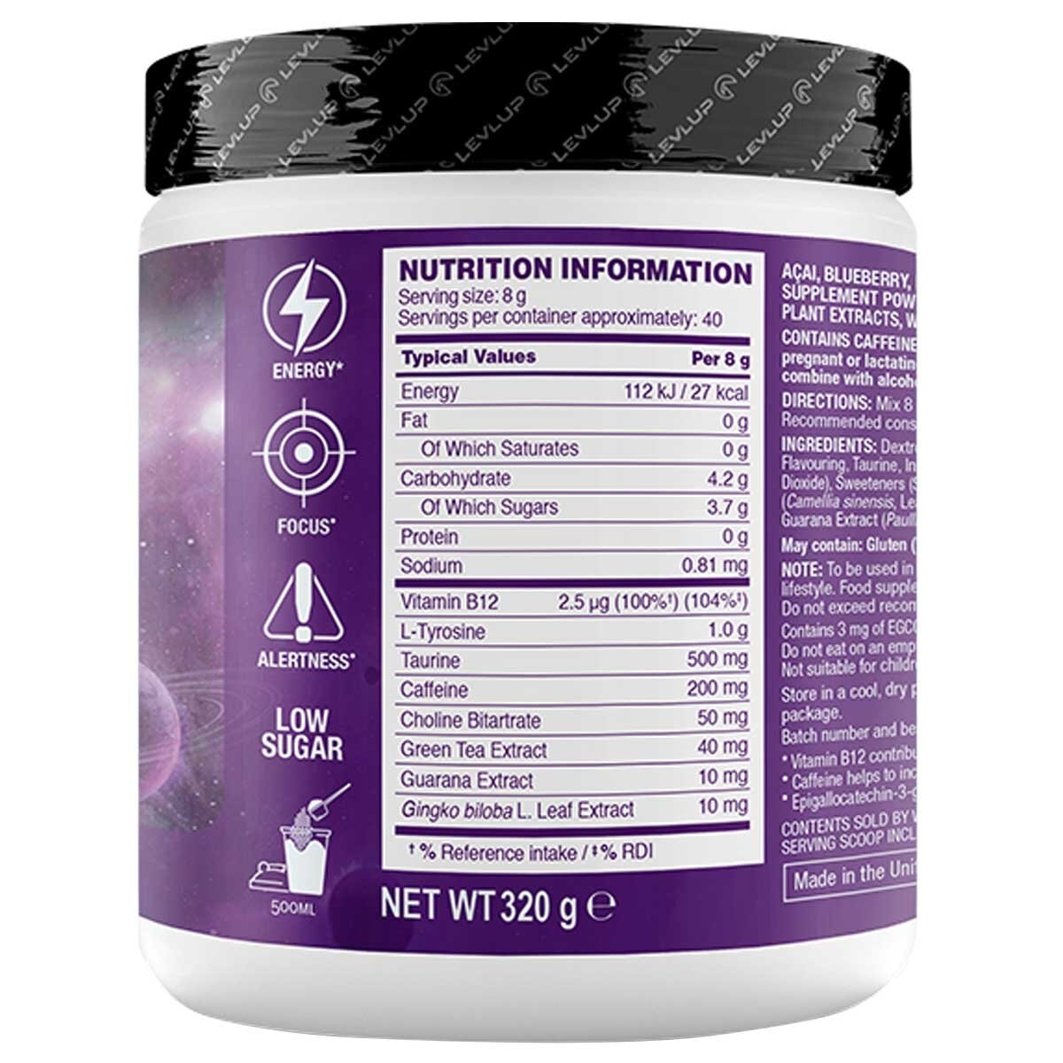 LevLUp Gaming Booster Galaxy Edition Açai Blueberry Pomegranate 2 x 320g
