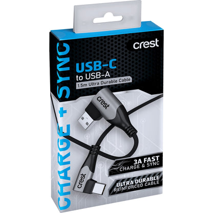 Crest USB-C to USB-A 1.5m Ultra Durable Cable each