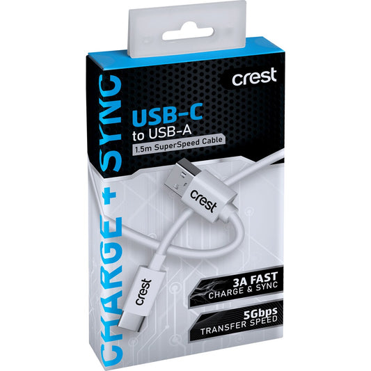 Crest Usb-c To Usb-a 1.5m Superspeed Cable Each