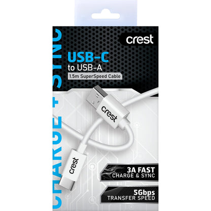 Crest Usb-c To Usb-a 1.5m Superspeed Cable Each