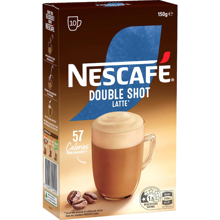 Nescafe Double Shot Latte Coffee Sachets 10 Pack
