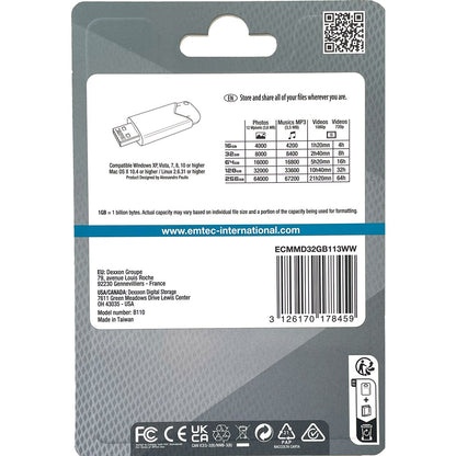 Emtec Click Easy Flash Drive 32gb Usb 3.2 Each