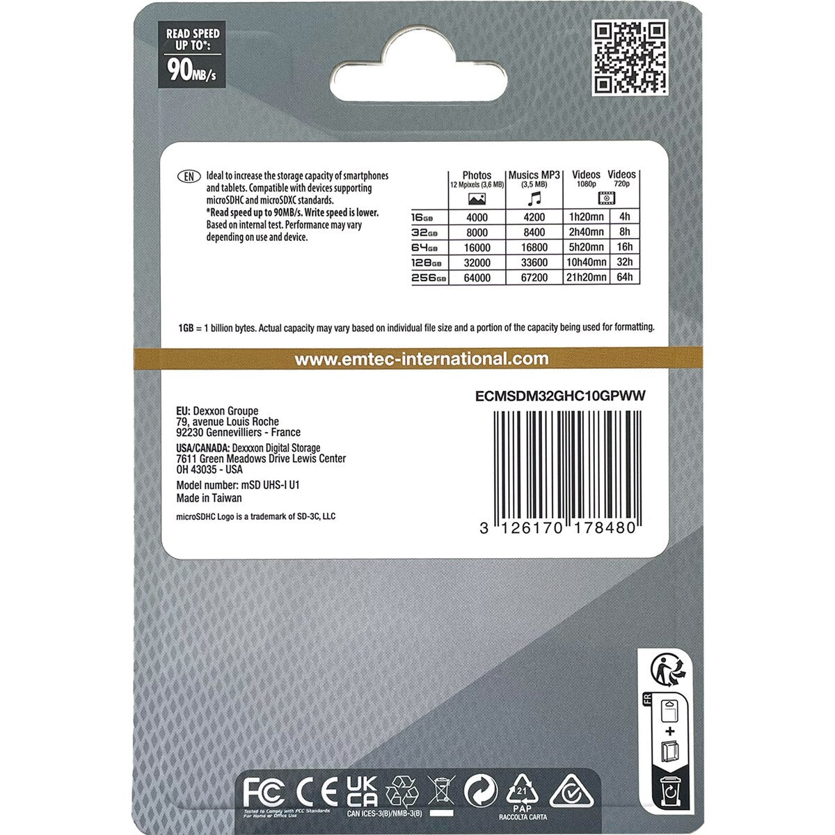 Emtec Gold Memory Card & Adapter 32gb Each