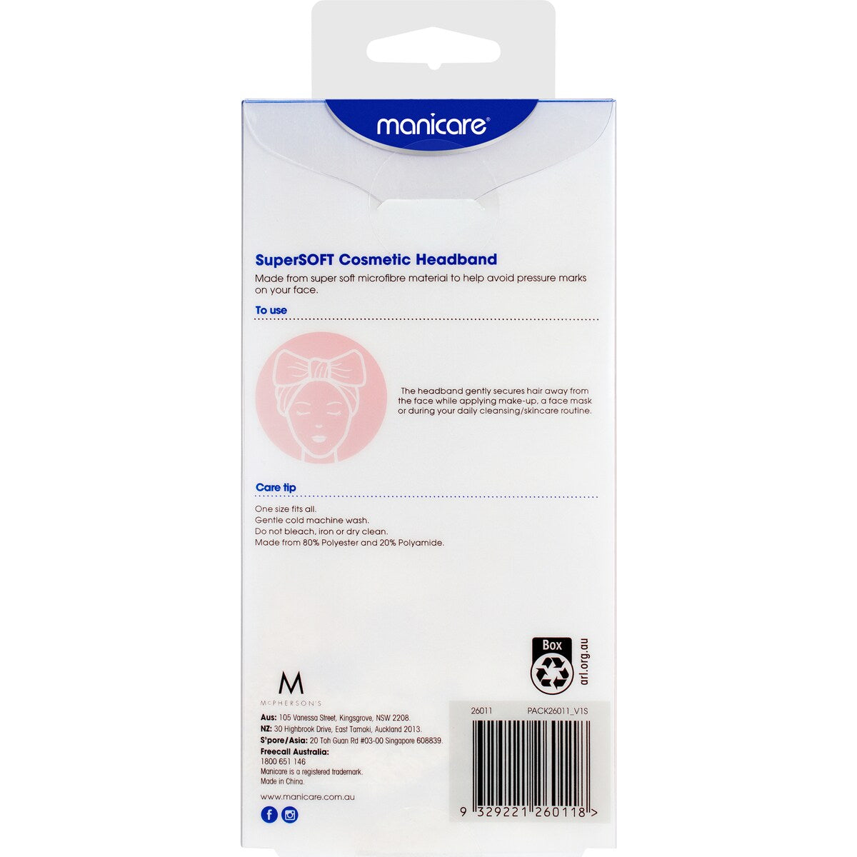 Manicare Supersoft Cosmetic Headband Each