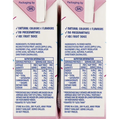 Splash Fruity Water Raspberry Flavour 250ml x 6 Pack