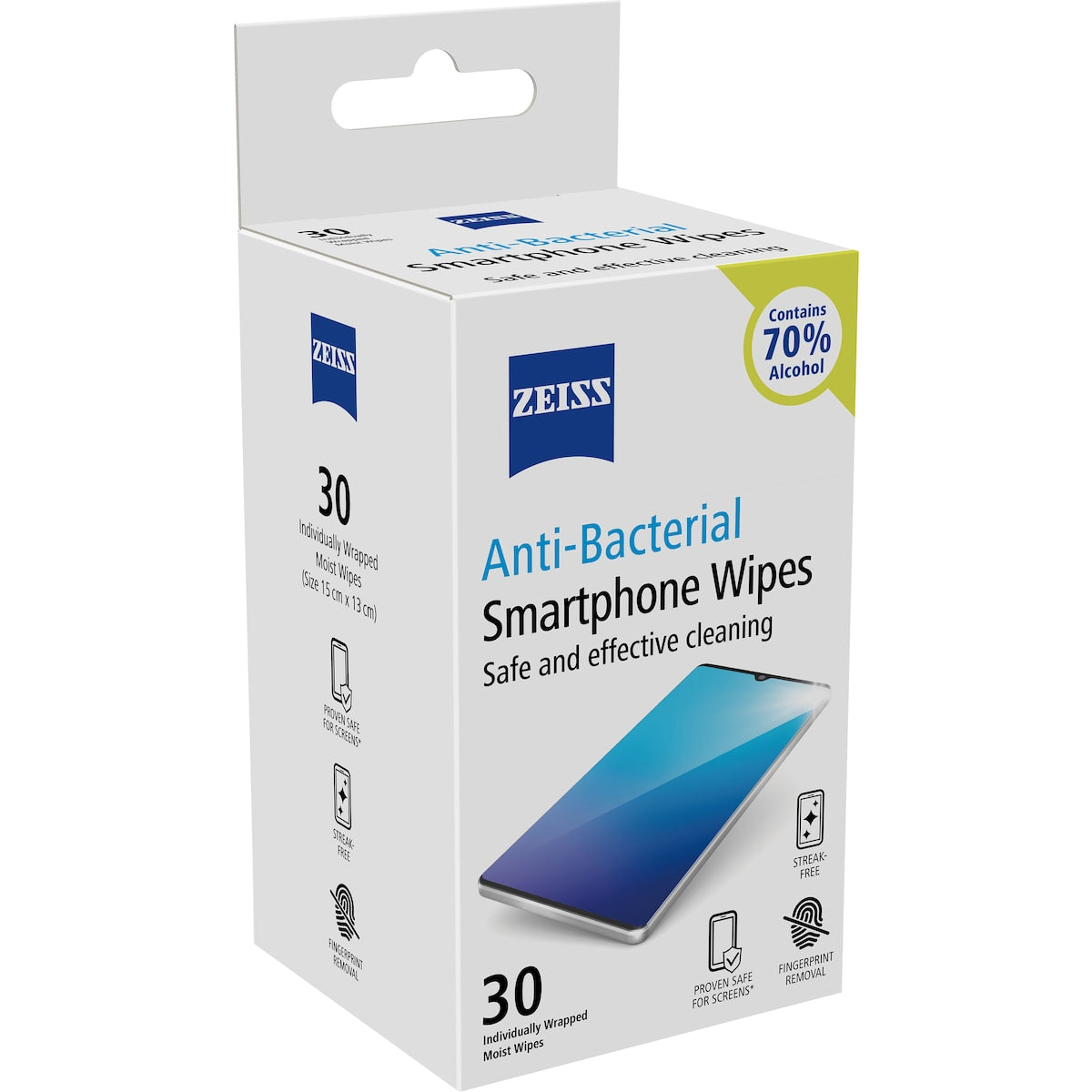 Zeiss Anti-bacterial Smartphone Wipes 30 Pack