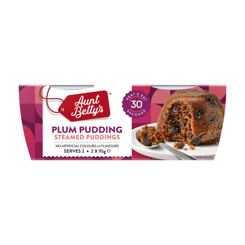 Aunt Betty's Plum Pudding 2 Pack - 220g