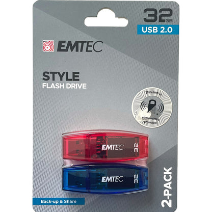 Emtec Style Flash Drive 32gb Usb 2.0 2 Pack