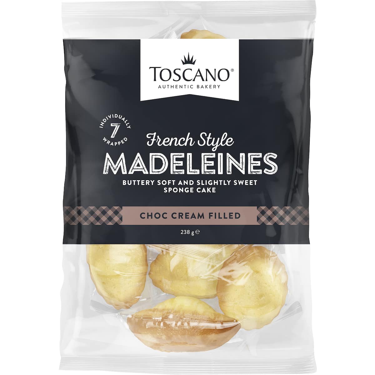 Toscano Madeleines Choc Cream Filled 238g 7 Pack