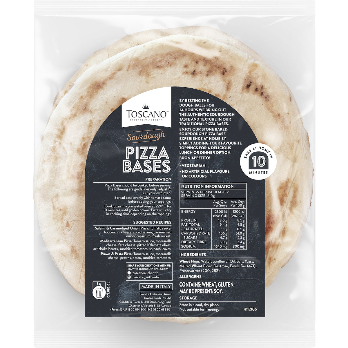 Toscano Sourdough Pizza Base 2 Pack