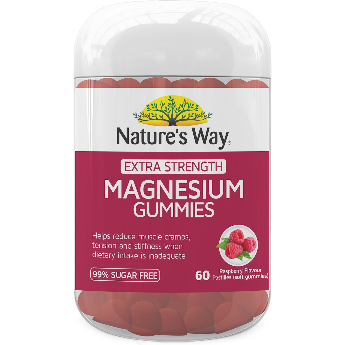 Nature's Way Extra Strength Magnesium Gummies Raspberry Flavour 60 pack