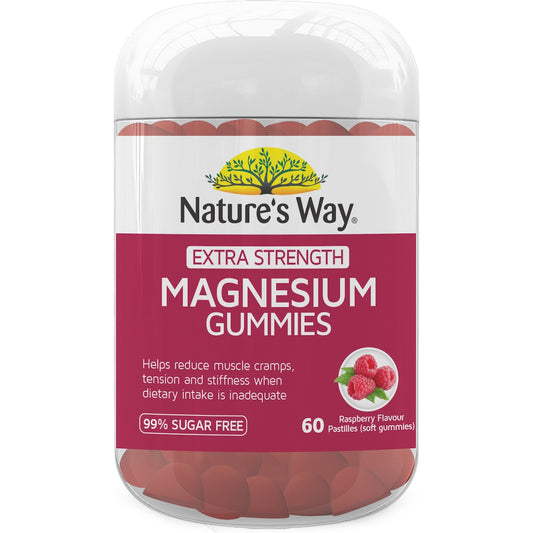 Natures Way Extra Strength Magnesium Gummies Raspberry Flavour 60 pack