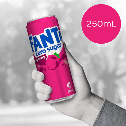 Fanta Raspberry Zero Sugar Soft Drink Mini Cans 250ml X 6 Pack