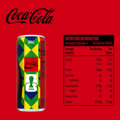 Coca-cola Zero Sugar Soft Drink Mini Cans 250ml X 6 Pack