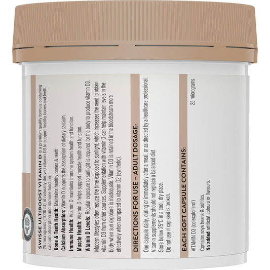 Swisse Ultiboost Vitamin d Capsules For Bone And Muscle Health 400 Pack