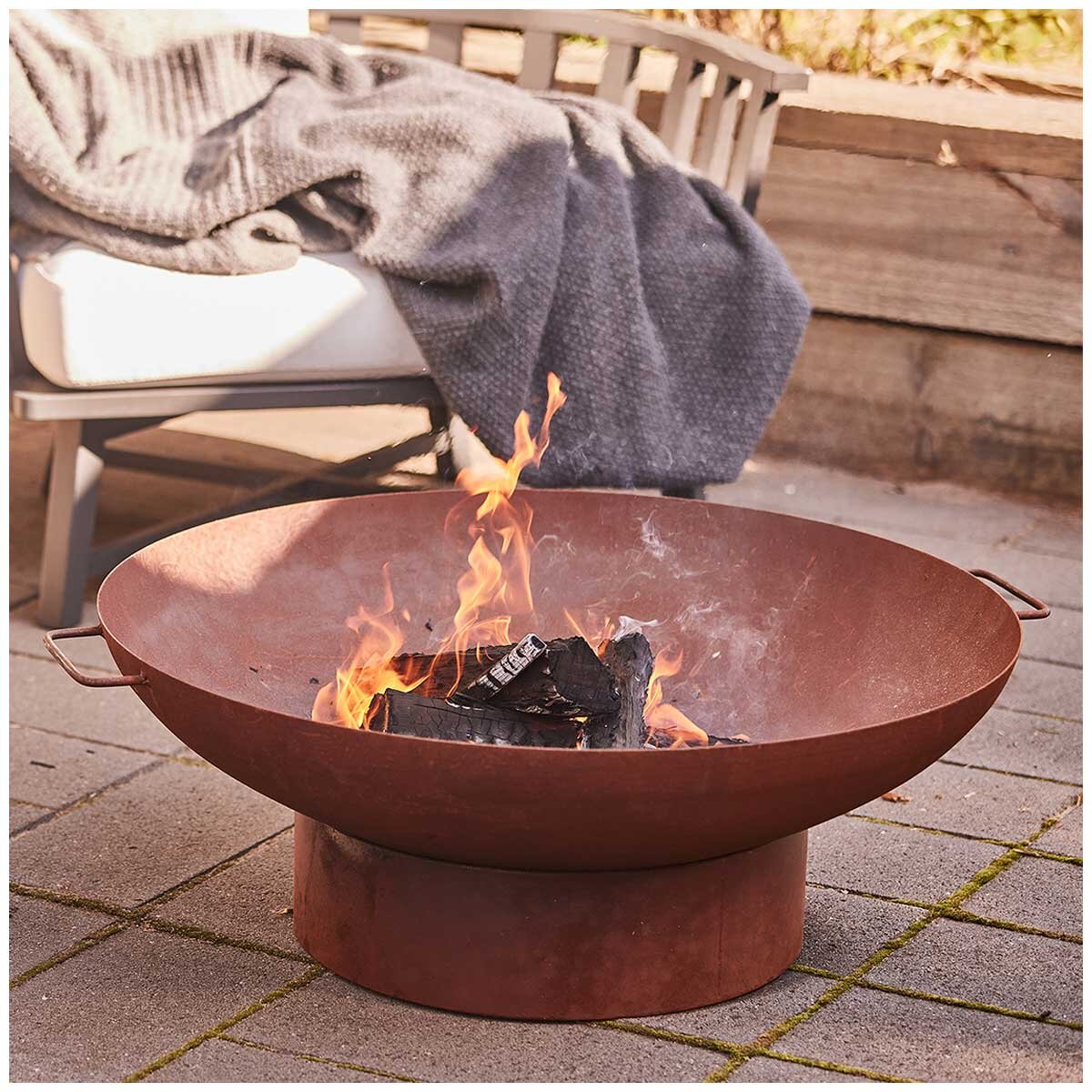 Glow Brooklyn Large Bowl Fire Pit 80cm Rust