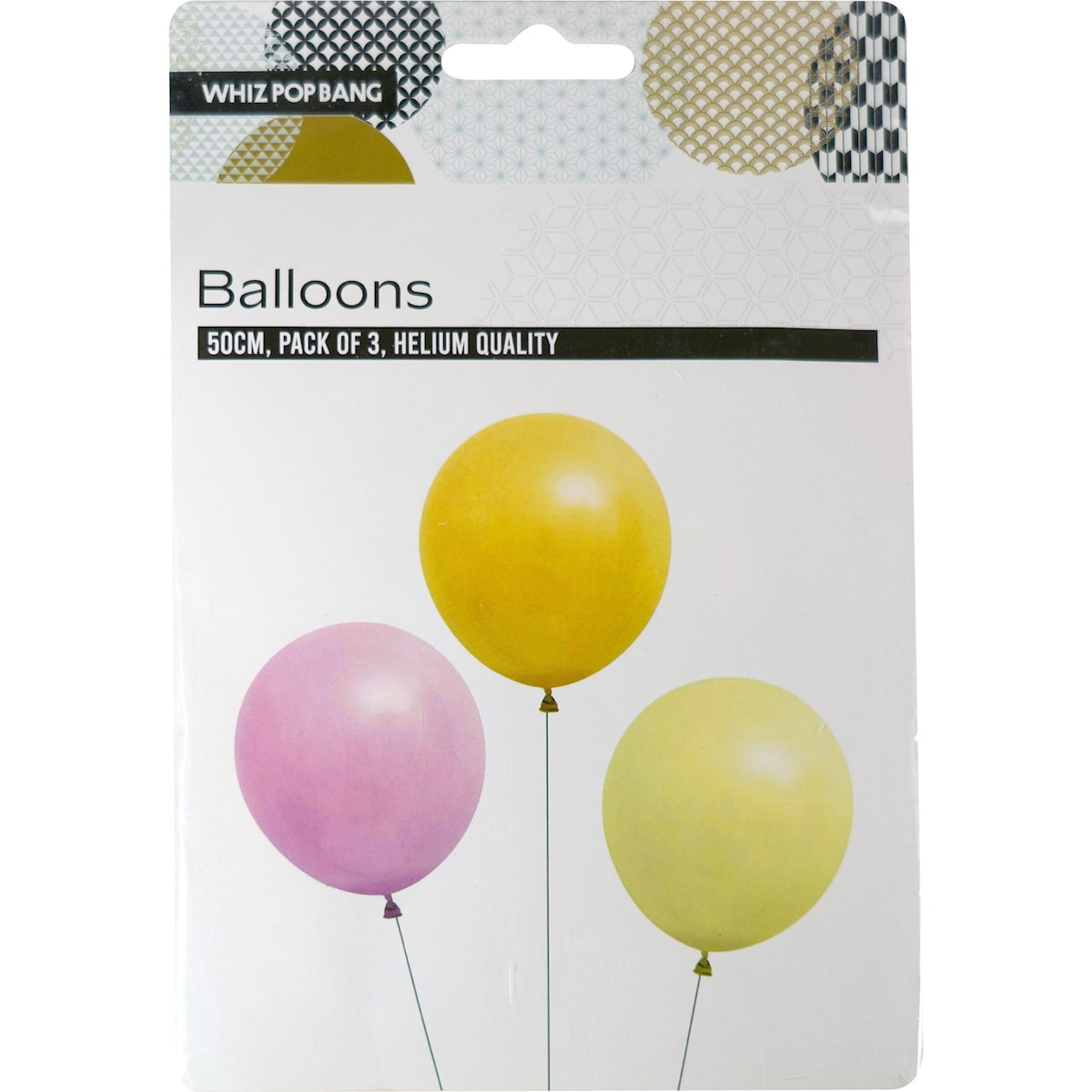 Whiz Pop Bang Balloons Helium Quality Pack of 3