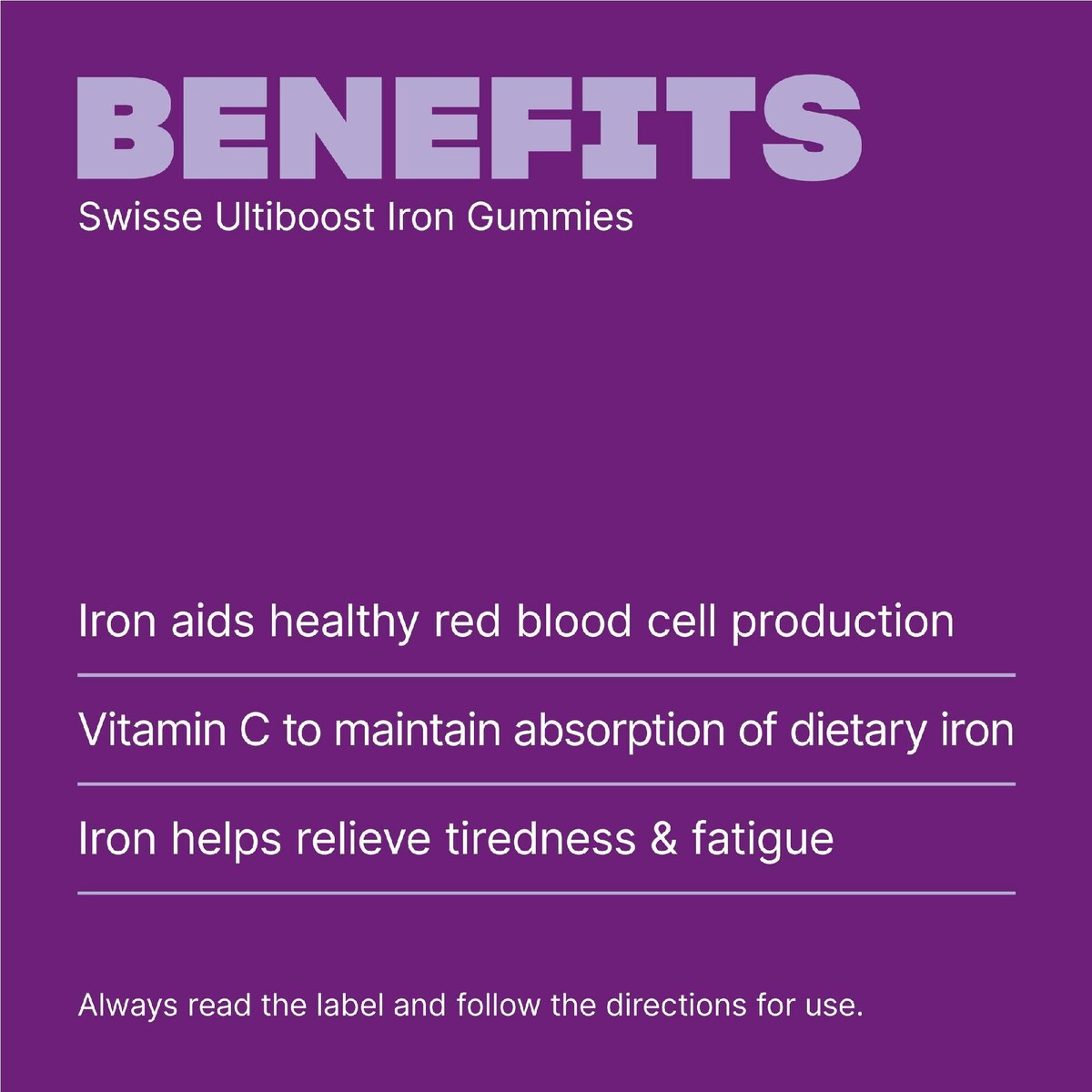 Swisse Ultiboost Iron Gummies Helps Relieve Fatigue 50 Pack