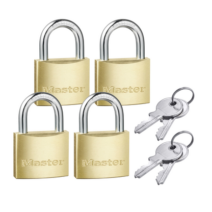 Master Lock 40mm Brass Keyed Padlock 4 Pack - Rust Resistant
