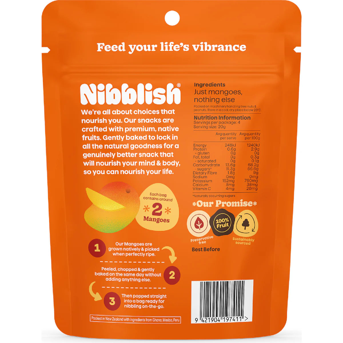 Nibblish Gently Baked Mango | 80g