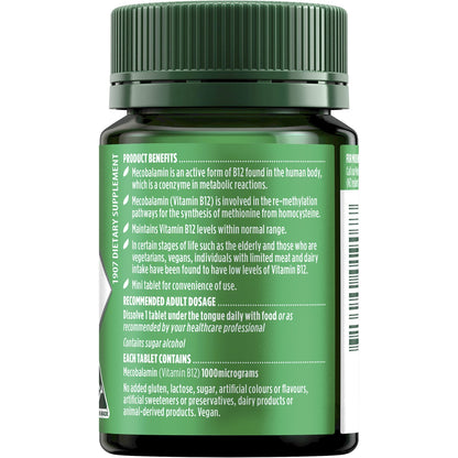 Nature's Own Activated Methyl B12 1000mcg With Vitamin B For Energy 60 Pack