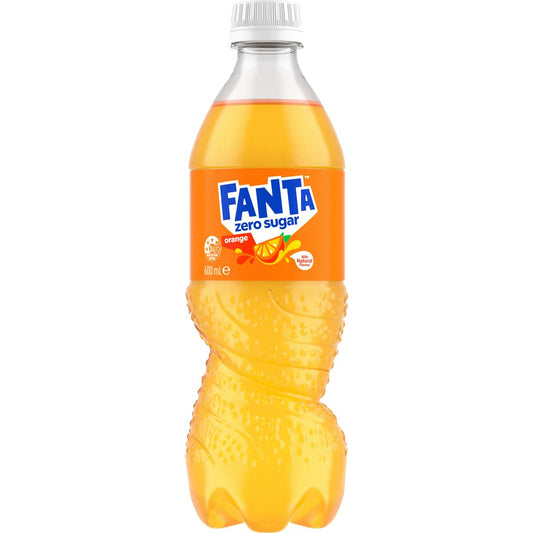 Fanta Orange Zero Sugar Soft Drink Bottles 600ml