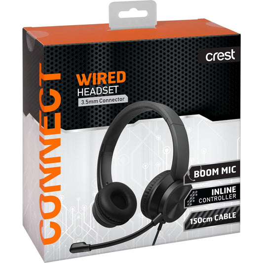 Crest Wired Headset With Boom Mic 3.5mm Connector Each