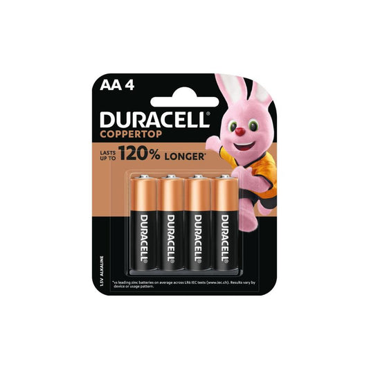 Duracell Coppertop AA Alkaline Batteries - 4 Pack