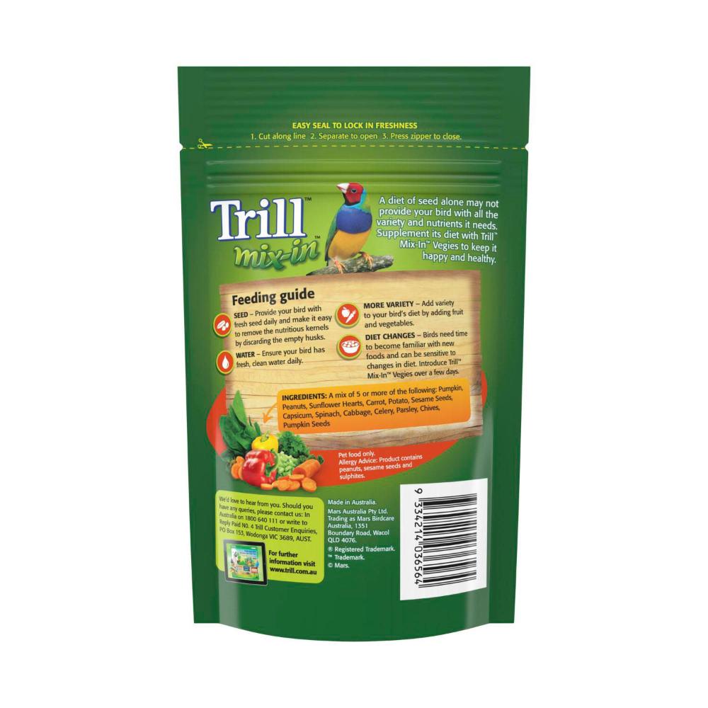 Trill Mix In Dry Bird Seed Food Vegies Pouch - 120g