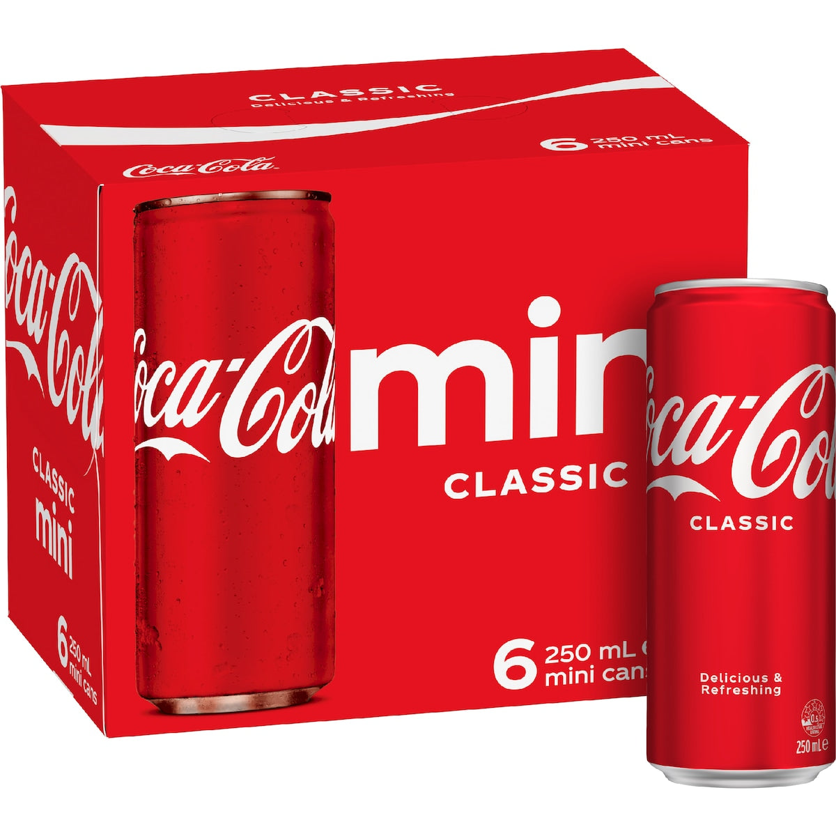 Coca-cola Classic Soft Drink Mini Cans 250ml X 6 Pack