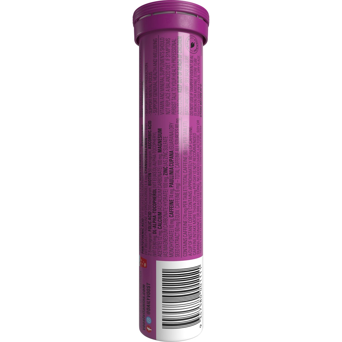 Voost Energy Effervescent Tablets Raspberry 20 Pack