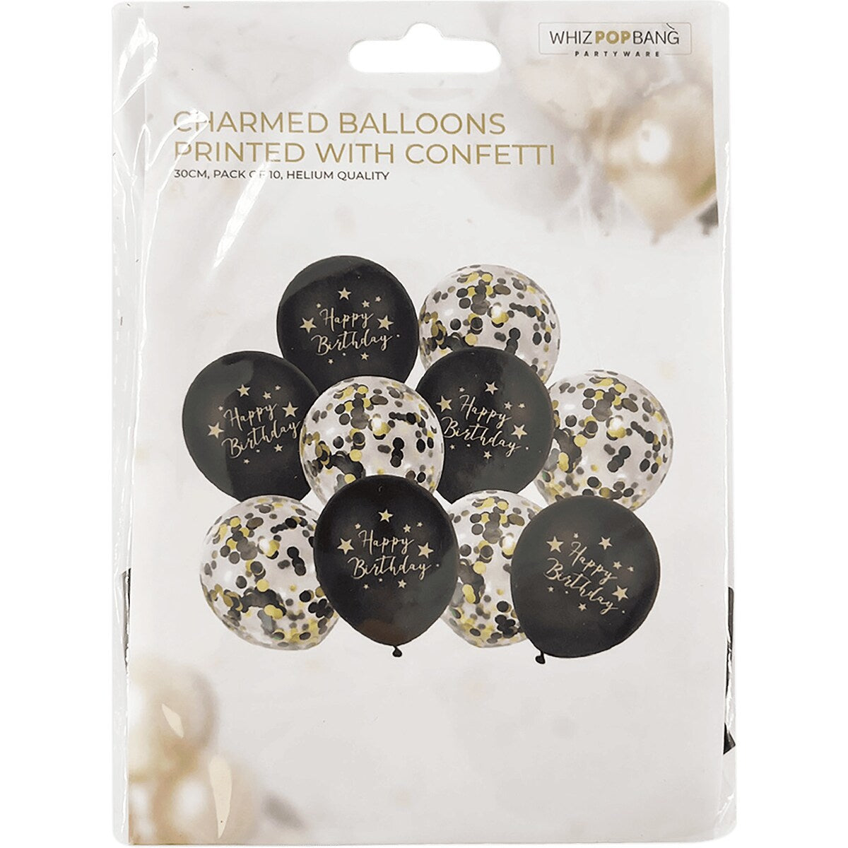 Whiz Pop Bang Charmed Balloons Printed With Confetti 10 Pack