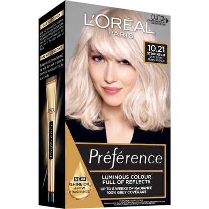 Loreal Paris Preference Hair Colour 10.21 Very Very Light Pearl Blonde Each
