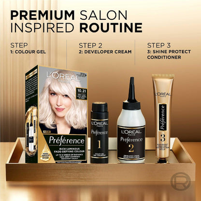 Loreal Paris Preference Hair Colour 10.21 Very Very Light Pearl Blonde Each