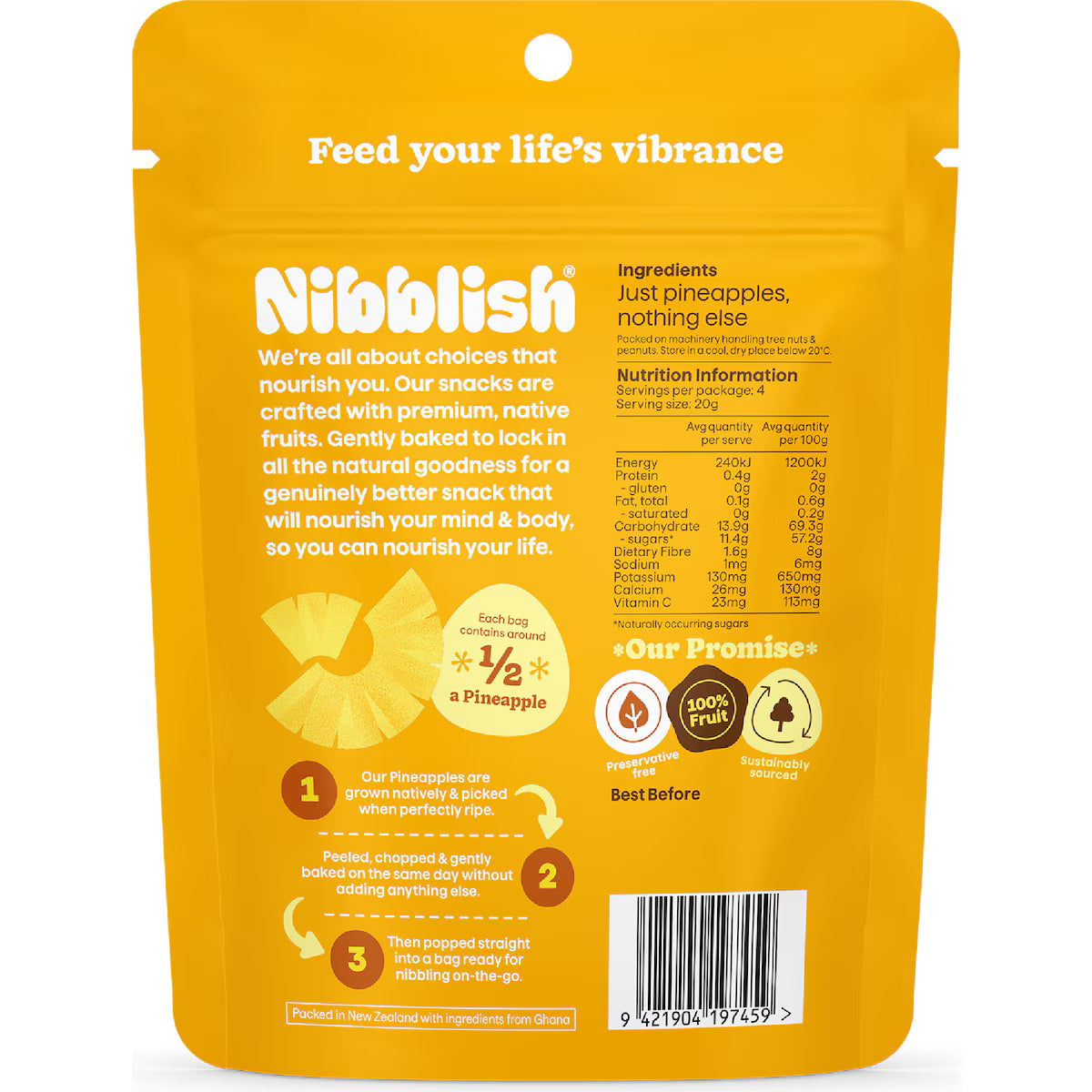 Nibblish Gently Baked Pineapple | 80g