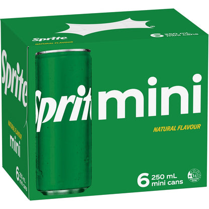 Sprite Lemonade Soft Drink Mini Cans 250ml X 6 Pack