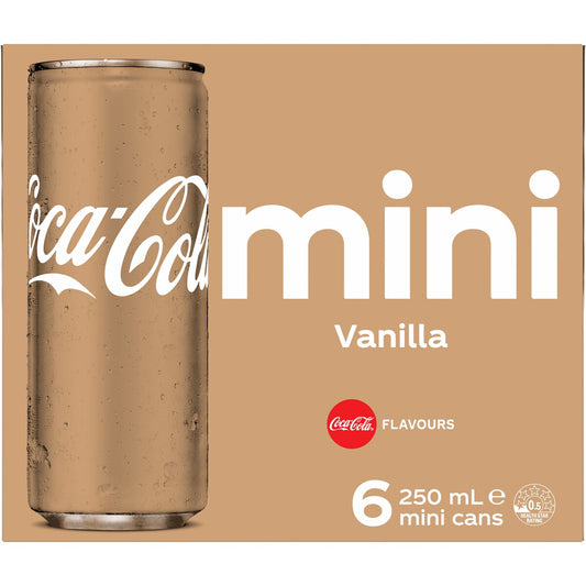 Coca - Cola Vanilla Soft Drink Mini Cans 250ml X 6 Pack