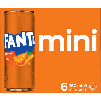 Fanta Orange Soft Drink Mini Cans 250ml X 6 Pack