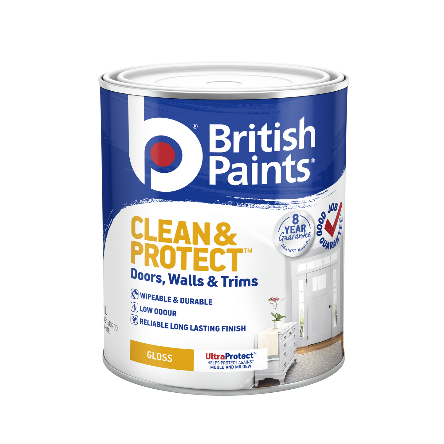 British Paints White Gloss Interior Paint - 1L