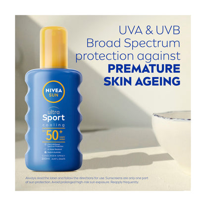 Nivea Sun Ultra Sport Cooling SPF 50+ Sunscreen Spray - 200mL