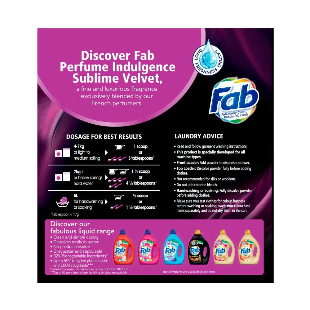 Fab Sublime Velvet Front & Top Loader Laundry Powder - 1.8kg