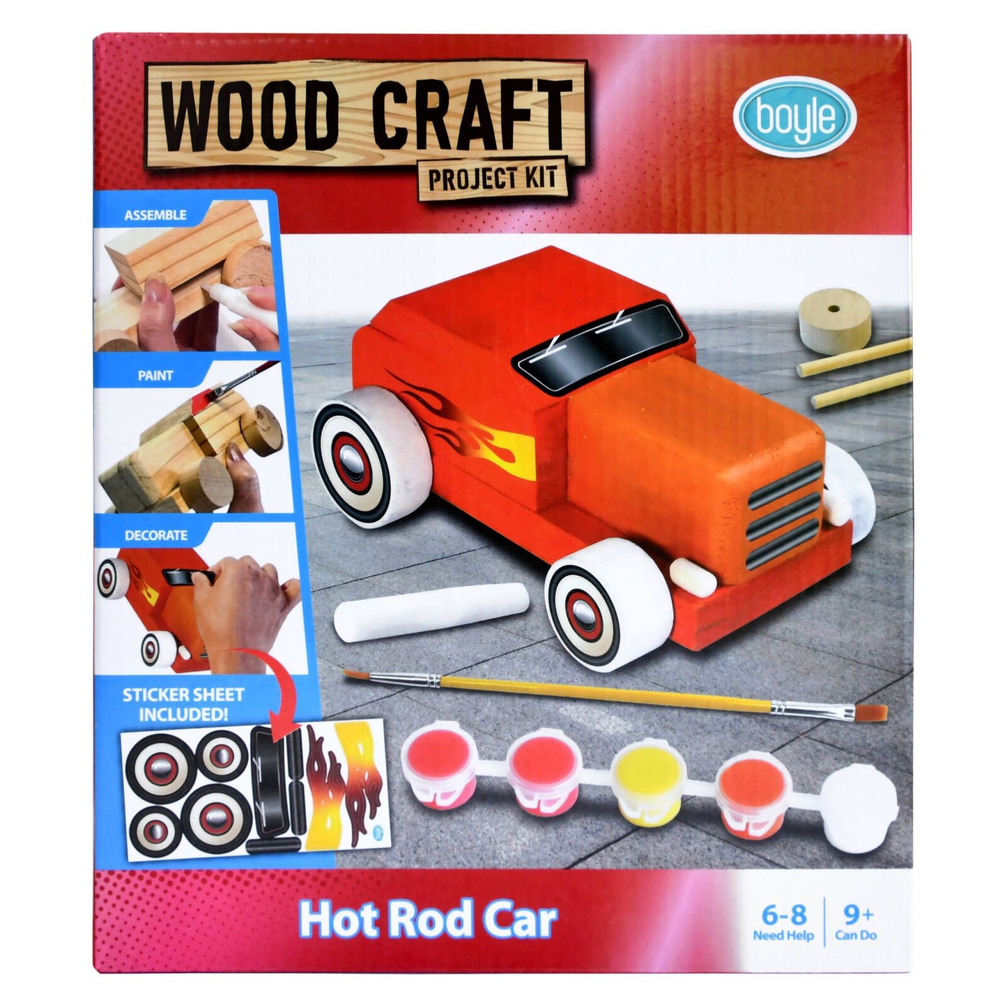 Boyle Wood Craft Project Kit Hot Rod Car - 140 x 92 x 70mm