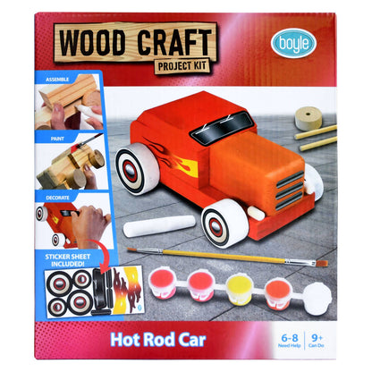 Boyle Wood Craft Project Kit Hot Rod Car - 140 x 92 x 70mm